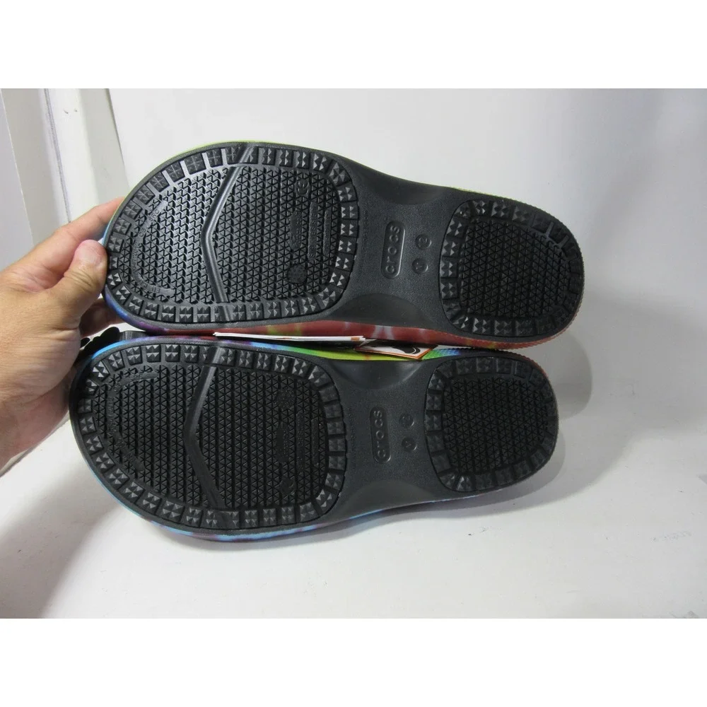 Crocs On-the-Clock Work Clog Mens 12 Rainbow Tie Dye New Slip Resistant